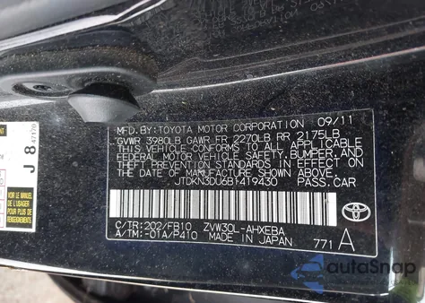 2011 Toyota Prius Three z USA, uszkodzony, nr VIN JTDKN3DU6B1419430